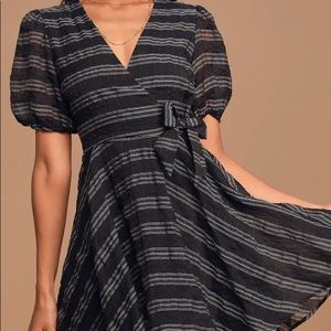 Cross Over Striped Dress
